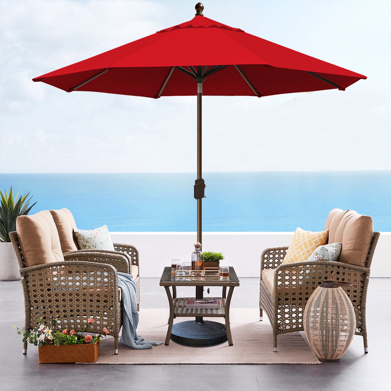 deck patio umbrella sales worldwide Classic 10FT Market Pair with our 25kg PURPLE LEAF 9' X slow pitch jigging reel Body & Accent Color:Ballistic Nylon w/ Black Leather