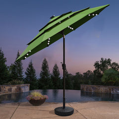 Classic 9FT Triple-Tier Solar Led Market Patio Umbrella