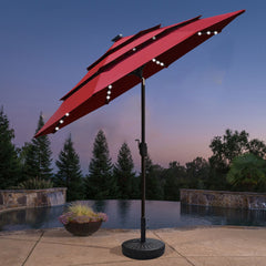 Classic 9FT Triple-Tier Solar Led Market Patio Umbrella