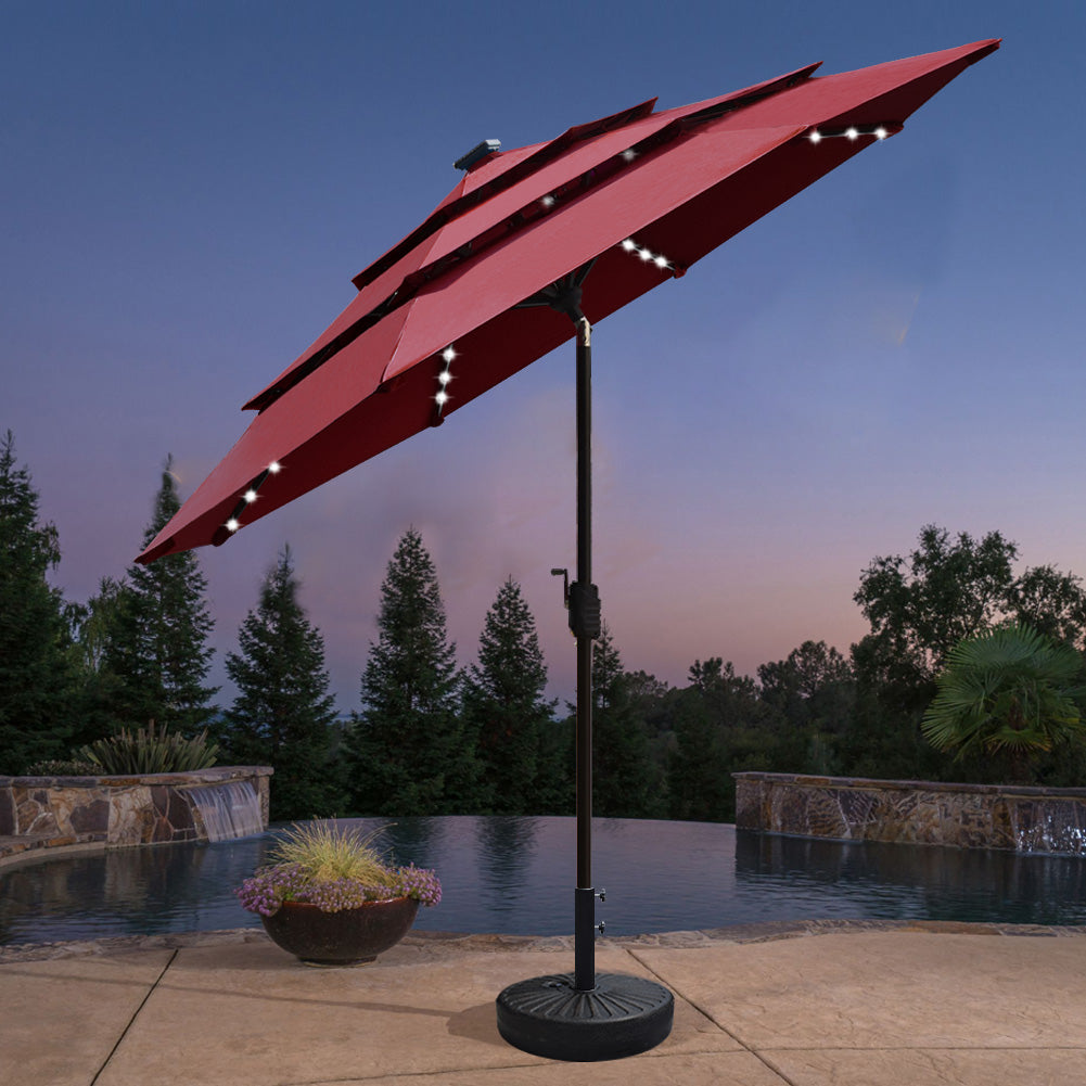 EliteShade 9ft Three-Tier Solar LED Market Umbrella – Eurmax