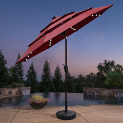 Classic 9FT Triple-Tier Solar Led Market Patio Umbrella