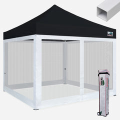 Standard 10x10 Steel Canopy with 4 Screen Zipper Walls