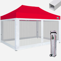 Standard 10x15 Steel Canopy with 4 Screen Zipper Walls