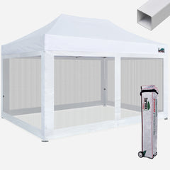 Standard 10x15 Steel Canopy with 4 Screen Zipper Walls
