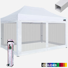 Standard 10x15 Steel Canopy with 4 Screen Zipper Walls
