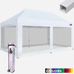 Standard 10x20 Steel Canopy with 4 Screen Zipper Walls