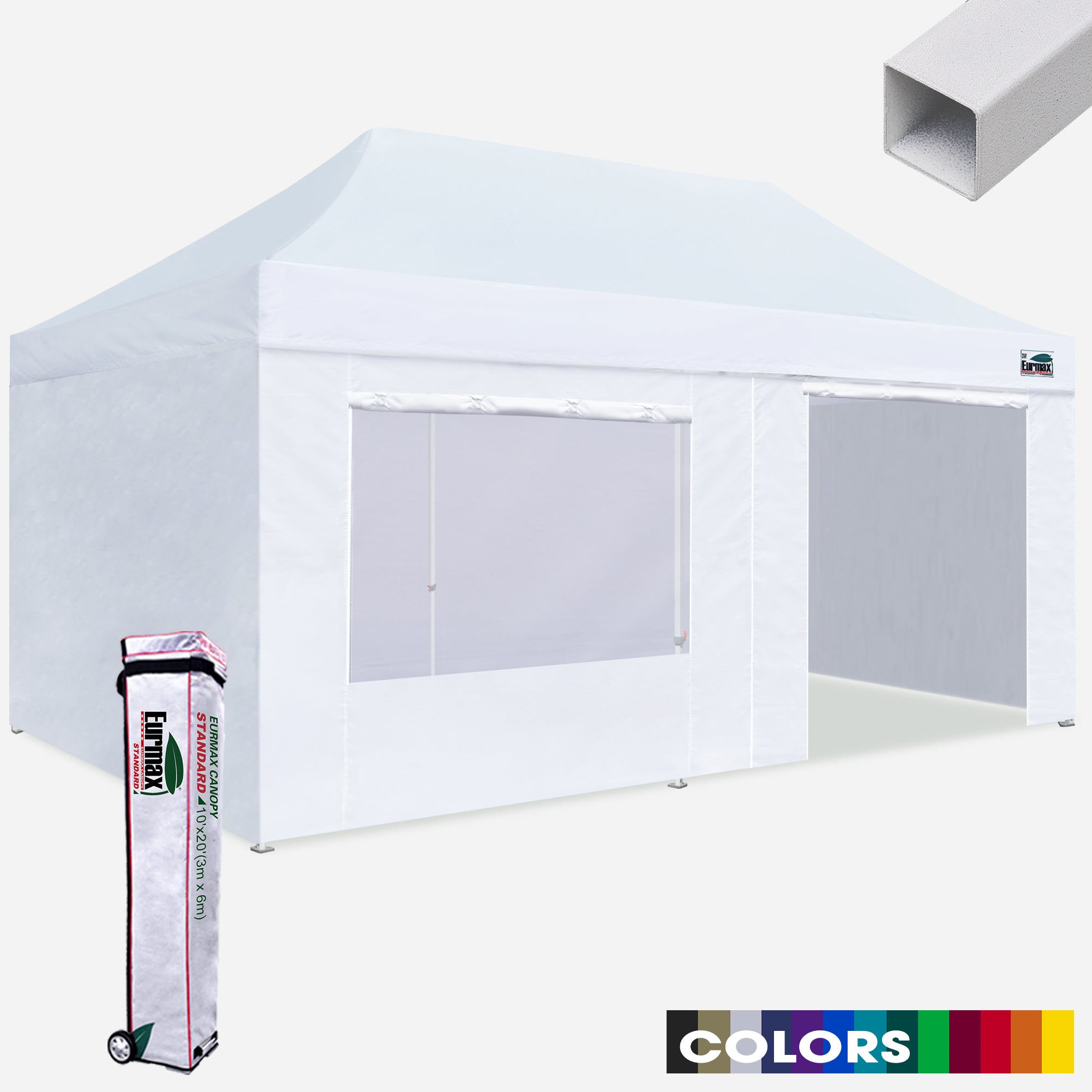 Standard 10x20 Steel Canopy Tent with 4 Zipper Walls – Eurmax