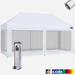 Superior 10x20 Hybrid Pop Up Canopy with 4 Screen Zipper Walls