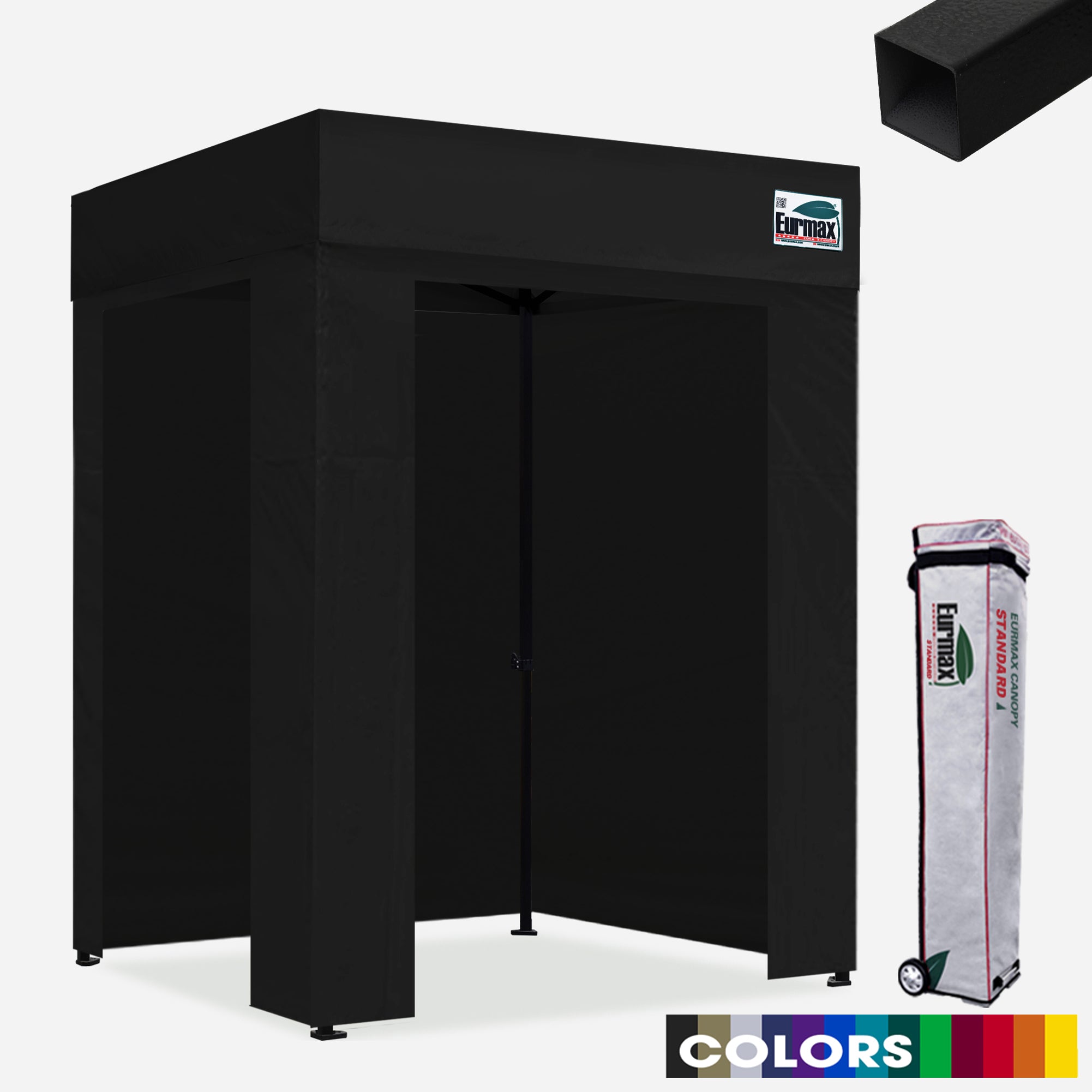 stall tent Standard 5x5 Flat Top Canopy with Enclosure Walls – Eurmax gauge steel construction with Farbe:BLACK Big Dog Wie lagerst du deine