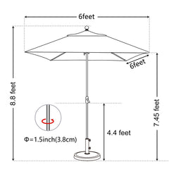 Classic 6FT Square Market Patio Umbrella