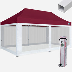 Standard 10x20 Steel Canopy with 4 Screen Zipper Walls