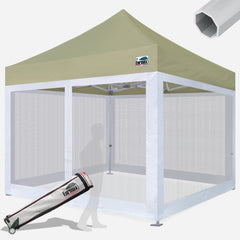 Beyond 10x10 Aluminum Pop Up Tent With 4 Screen Zipper Walls