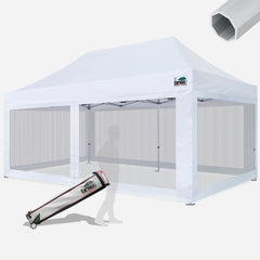 Beyond 10x20 Aluminum Pop Up Tent With 4 Screen Zipper Walls
