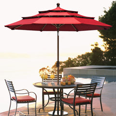 Classic 9FT Triple-Tier Market Patio Umbrella