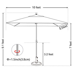 Classic 6.5 x 10FT Rectangular Market Patio Umbrella