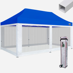 Standard 10x20 Steel Canopy with 4 Screen Zipper Walls