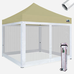 Premium 10x10 Steel Pop Up Canopy with 4 Screen Zipper Walls