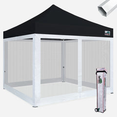 Premium 10x10 Steel Pop Up Canopy with 4 Screen Zipper Walls