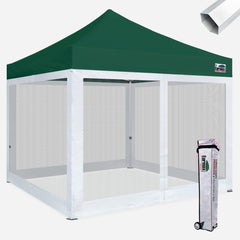 Premium 10x10 Steel Pop Up Canopy with 4 Screen Zipper Walls