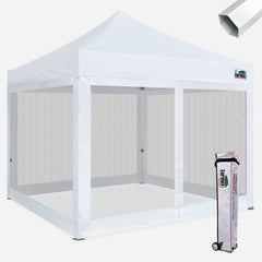 Premium 10x10 Steel Pop Up Canopy with 4 Screen Zipper Walls