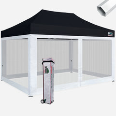 Premium 10x15 Steel Pop Up Canopy with 4 Screen Zipper Walls