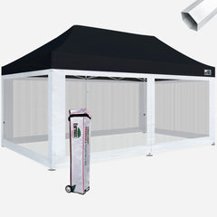 Premium 10x20 Steel Pop Up Canopy with 4 Screen Zipper Walls