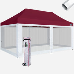 Premium 10x20 Steel Pop Up Canopy with 4 Screen Zipper Walls