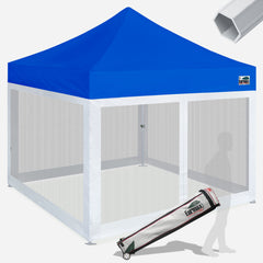Pro 10x10 Aluminum Pop Up Tent with 4 Screen Zipper Walls