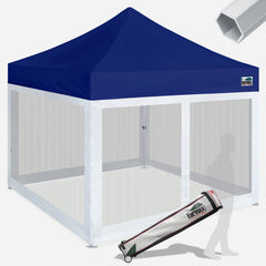 Pro 10x10 Aluminum Pop Up Tent with 4 Screen Zipper Walls
