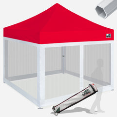 Pro 10x10 Aluminum Pop Up Tent with 4 Screen Zipper Walls