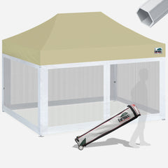 Pro 10x15 Aluminum Pop Up Tent with 4 Screen Zipper Walls