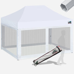 Pro 10x15 Aluminum Pop Up Tent with 4 Screen Zipper Walls