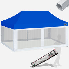 Pro 10x20 Aluminum Pop Up Tent with 4 Screen Zipper Walls