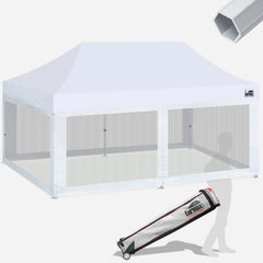Pro 10x20 Aluminum Pop Up Tent with 4 Screen Zipper Walls