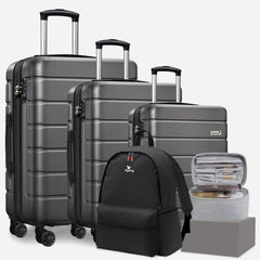 Explorer 5-Piece Luggage Set -Lightweight Hardside Carry-On+Travel Backpack & Makeup Bag(20/24/28in)