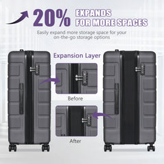 Explorer 5-Piece Luggage Set -Lightweight Hardside Carry-On+Travel Backpack & Makeup Bag(20/24/28in)