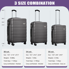 Explorer 5-Piece Luggage Set -Lightweight Hardside Carry-On+Travel Backpack & Makeup Bag(20/24/28in)