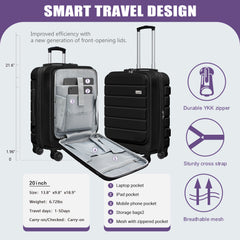 Explorer 20 Inch Carry On - Hardshell Suitcases with Front Pocket