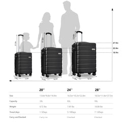3-Piece Luggage Set Lightweight Hardshell 20% Expandable with TSA Lock, Double Spinner Wheels With 20% Discount From Nov.19 To Dec.1