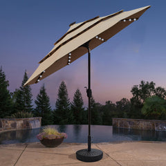 Classic 9FT Triple-Tier Solar Led Market Patio Umbrella