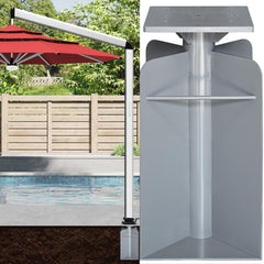 8.5" x 8.5" x 17.5" In-Ground Umbrella Base (Silver)