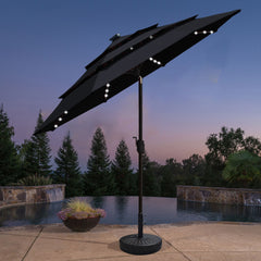 Classic 9FT Triple-Tier Solar Led Market Patio Umbrella