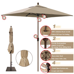 Classic 6.5 x 10FT Rectangular Market Patio Umbrella