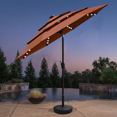 Classic 9FT Triple-Tier Solar Led Market Patio Umbrella