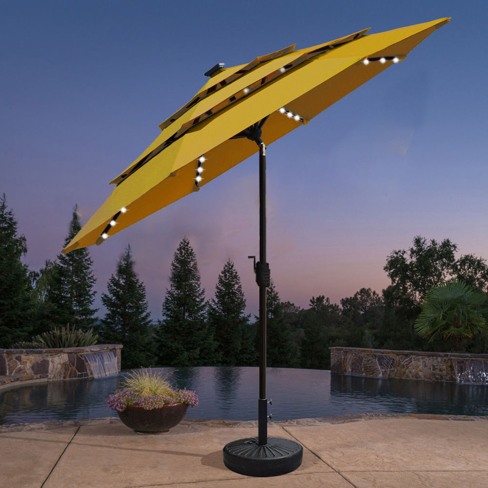 eliteshade 9' 3-tiered sunbrella patio umbrella EliteShade 9ft Three-Tier Solar LED Market Umbrella – Eurmax