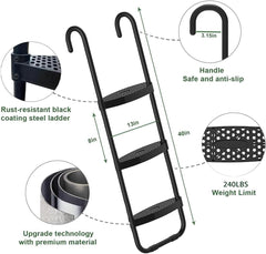 Eurmax Universal Trampoline Ladder 240 lbs Capacity 3 Skid-Proof Safety Wide Steps