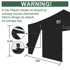 10FT Instant Canopy Middle Zipper Wall,1 Pack Only
