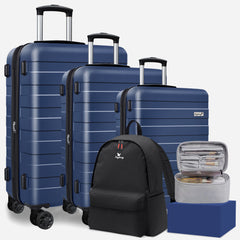 Zebra 5-Piece  Hardside Luggage Set  with Spinner Wheels, TSA Lock, Travel Backpack & Makeup Bag （20/24/28 Inch）