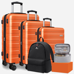 Zebra 5-Piece  Hardside Luggage Set  with Spinner Wheels, TSA Lock, Travel Backpack & Makeup Bag （20/24/28 Inch）