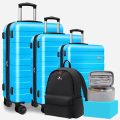 Zebra 5-Piece  Hardside Luggage Set  with Spinner Wheels, TSA Lock, Travel Backpack & Makeup Bag （20/24/28 Inch）